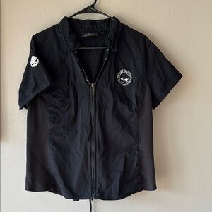 Harley-Davidson Black Zip-Up Shirt with Skull Logo
